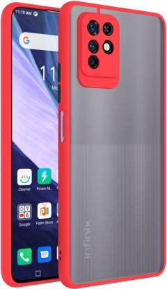 Cascov Slim Translucent Smoked (Camera Protection) Shockproof Anti-Slip Grip Smoke Back Cover for Infinix Note 10 - Red