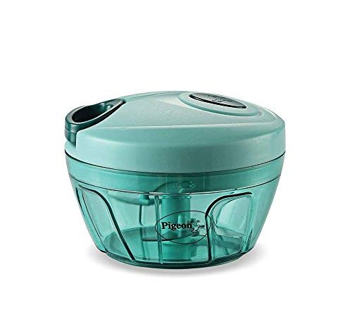 Pigeon Polypropylene Mini Handy and Compact Chopper with 3 Blades for Effortlessly Chopping Vegetables and Fruits for Your Kitchen (12420, Green, 400 ml)