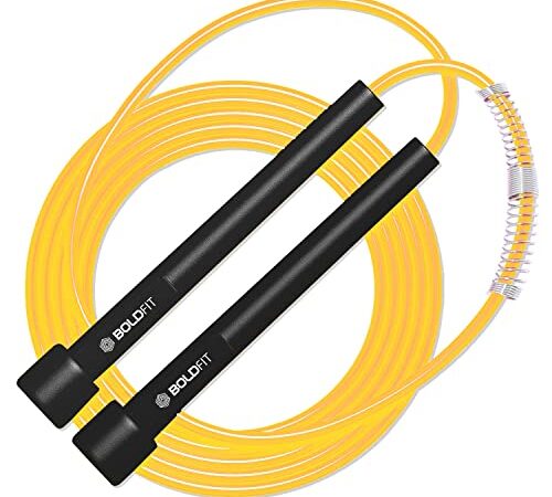 Boldfit Skipping Rope for Men and Women Jumping Rope With Adjustable Height Speed Skipping Rope for Exercise, Gym, Sports Fitness Adjustable Jump Rope-Pencil Black-Golden